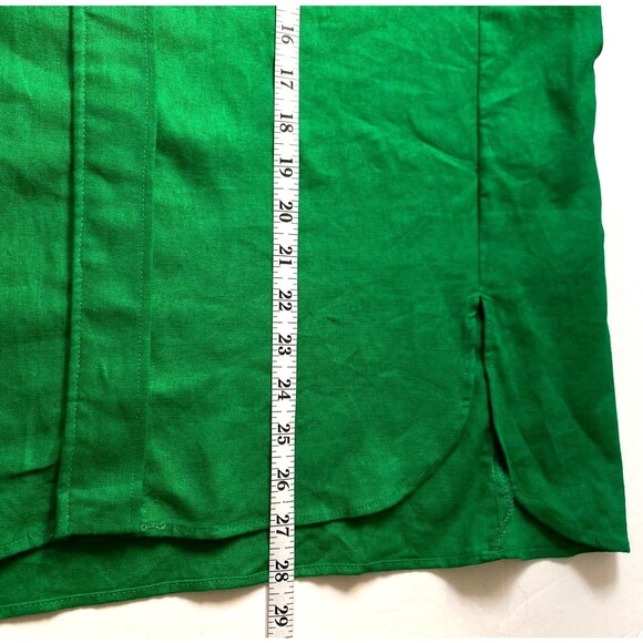 Zara Linen Blend Shirt Women M Shamrock Green 3/4 Kimono Sleeve Button Down NWOT - Picture 14 of 16
